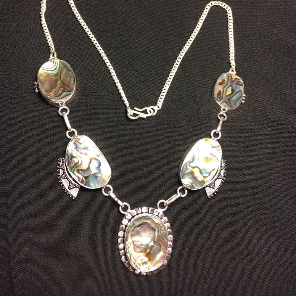 Silver and Abalone shell necklace + free gift!